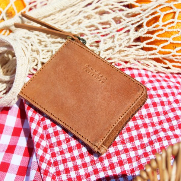 Coin purse - portefeuille - camel hunter leather