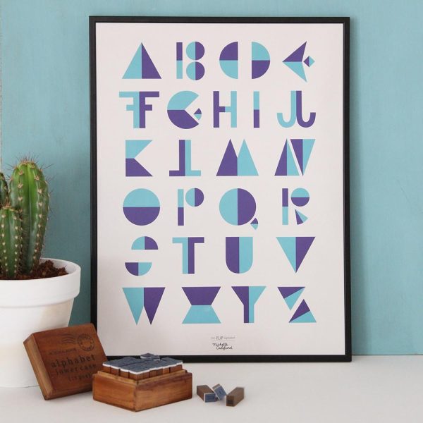 Alphabet blue - illustratie - 30 x 40 - Afbeelding 2