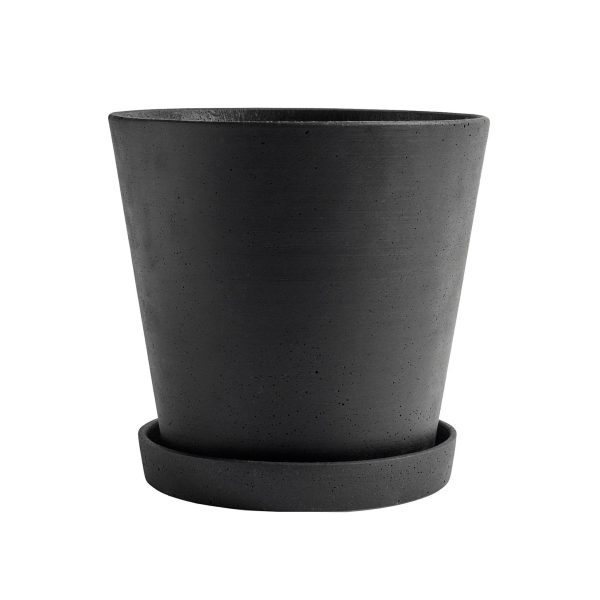 Bloempot met schoteltje - extra large - zwart
