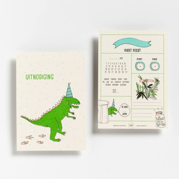 6 Party invitations - dino's