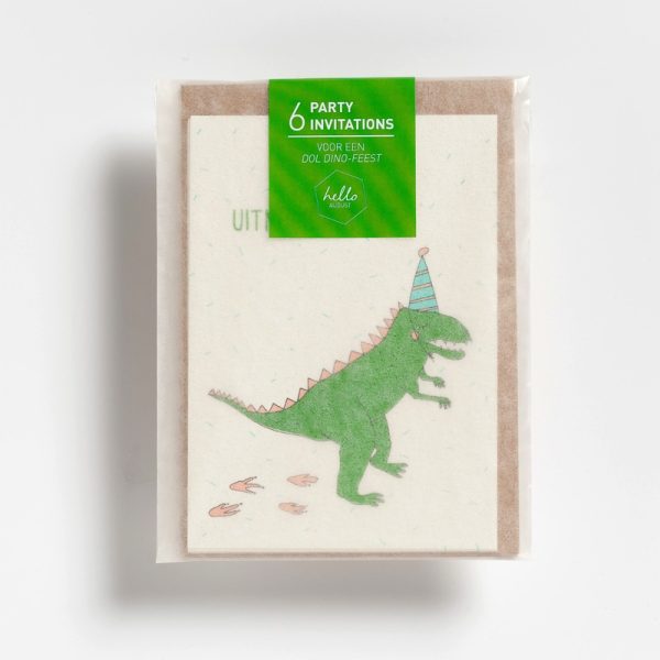 6 Party invitations - dino's - Afbeelding 2