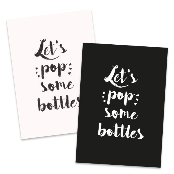 Let's pop some bottles - wenskaart - zwart