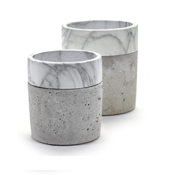 Bloempot cylinder marmer large - Ø 15,5 x H 17 cm - Afbeelding 2