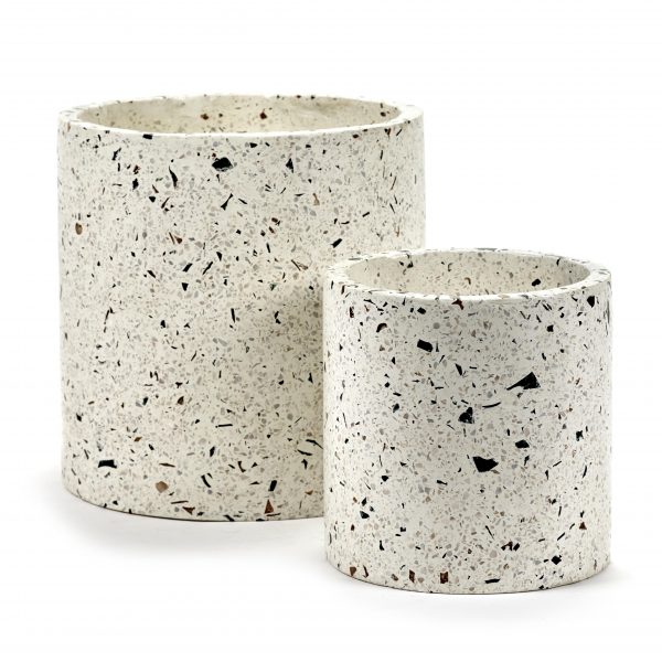 Bloempot terrazzo wit - Ø 25 x H 25 cm - Afbeelding 2