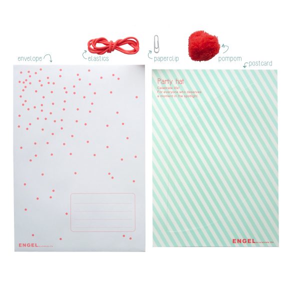 Postkaart feesthoedje 'stripes' - Afbeelding 2