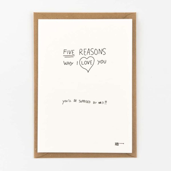 Five reasons why i love you - wenskaart