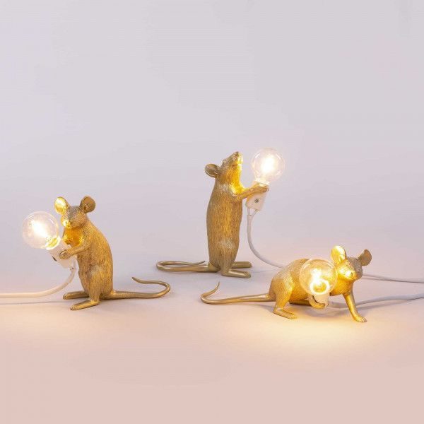 Mouse lamp goud - zittend - Afbeelding 3