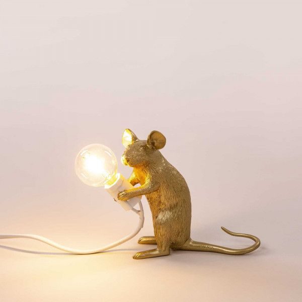 Mouse lamp goud - zittend - Afbeelding 2