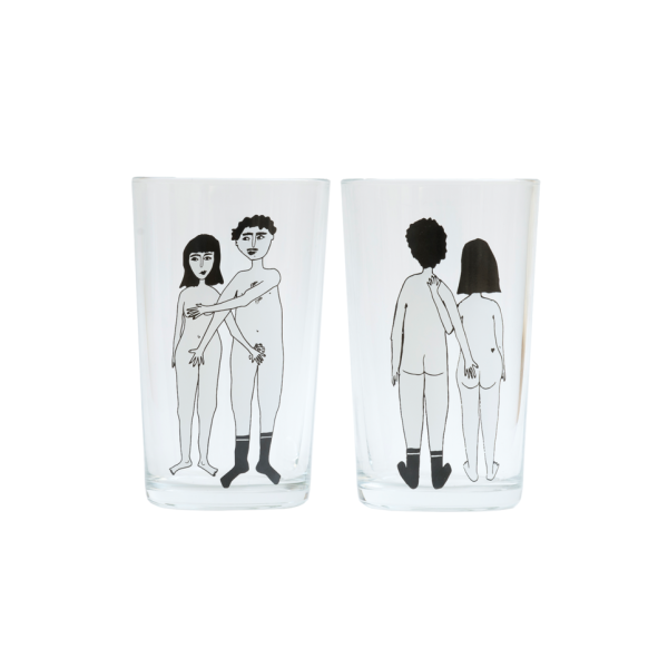 Naked couple front & back - set van 2 glazen