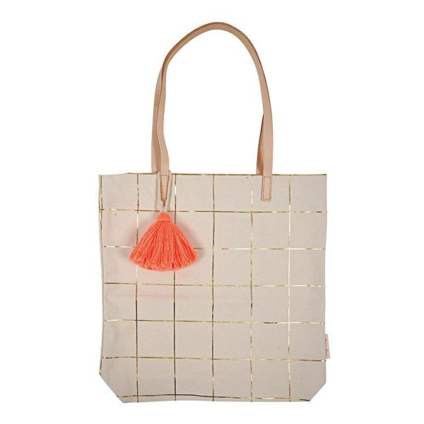 Gold foil grid - tote bag