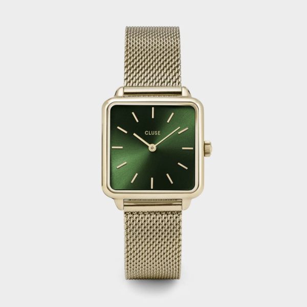 La garçonne mesh - polshorloge - goud/groen