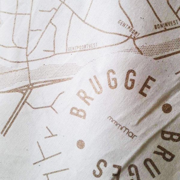 Brugge stadsplan - theedoek - goud - Afbeelding 2