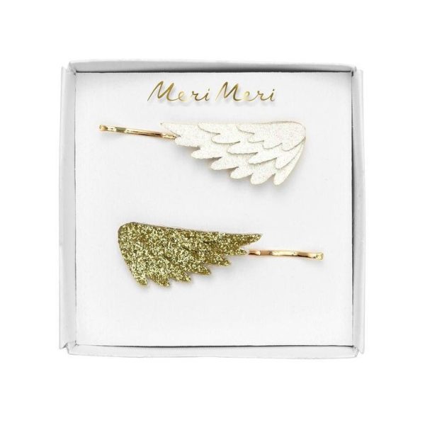 Glitter wing hair slides