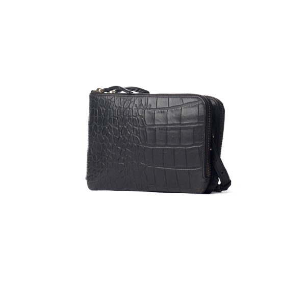 Lola croco - handtas - zwart - Afbeelding 2