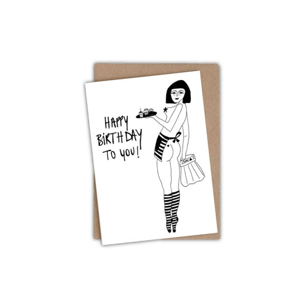 Happy birthday pin-up cake girl – wenskaart