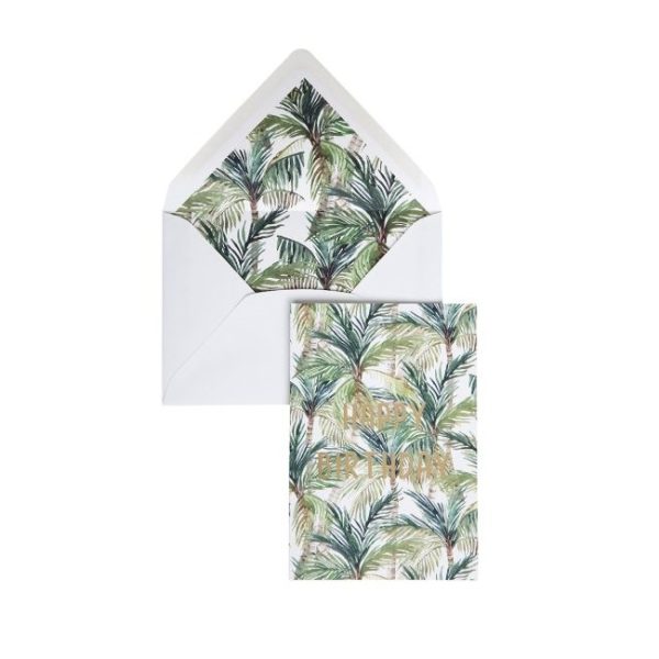 Palm groen happy  birthday - wenskaart