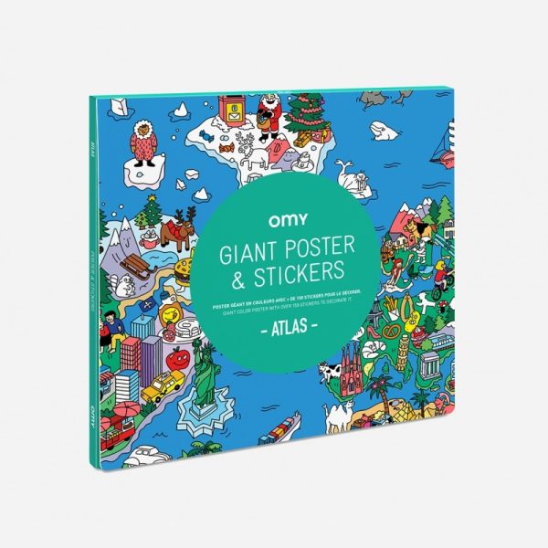 Kleurplaat + stickers - atlas