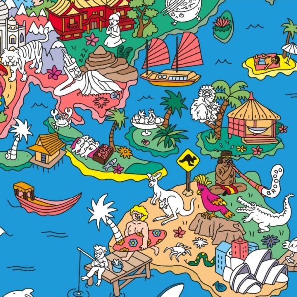 Kleurplaat + stickers - atlas - Afbeelding 2