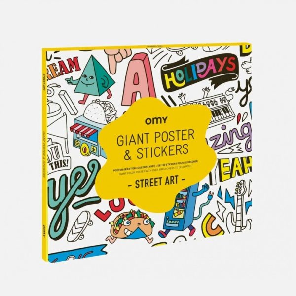 Kleurplaat + stickers - street art