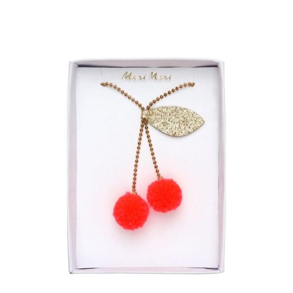 Cherry pompom - ketting