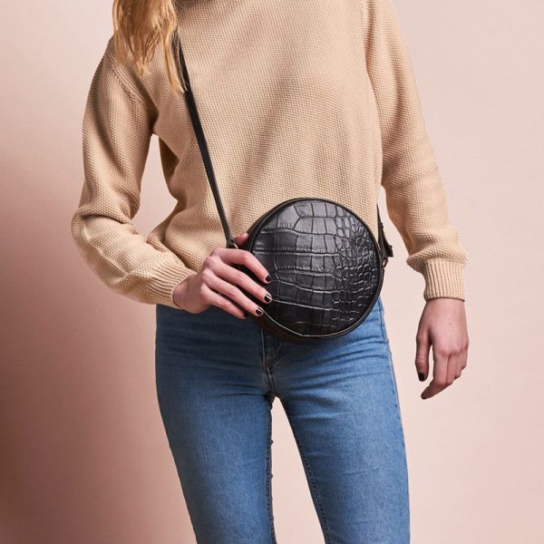 Luna croco - handtas - zwart - Afbeelding 4