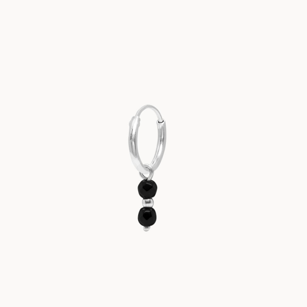 Double onyx - oorring (1st) - zilver