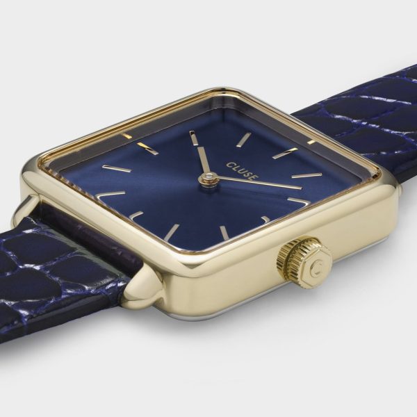 La tétragone leder - polshorloge - blauw/goud/wit - Afbeelding 2