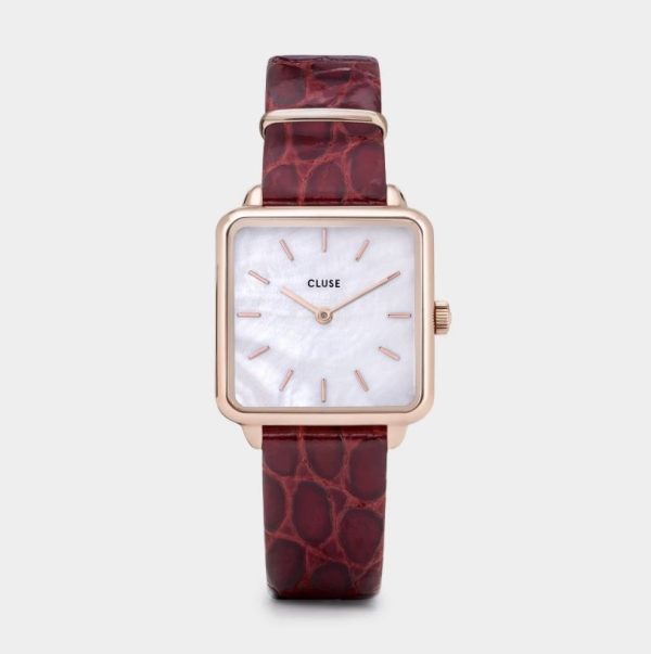 La tétragone leder - rood/rose goud/wit