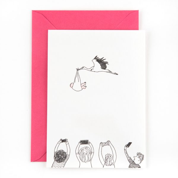 Stork with baby - wenskaart