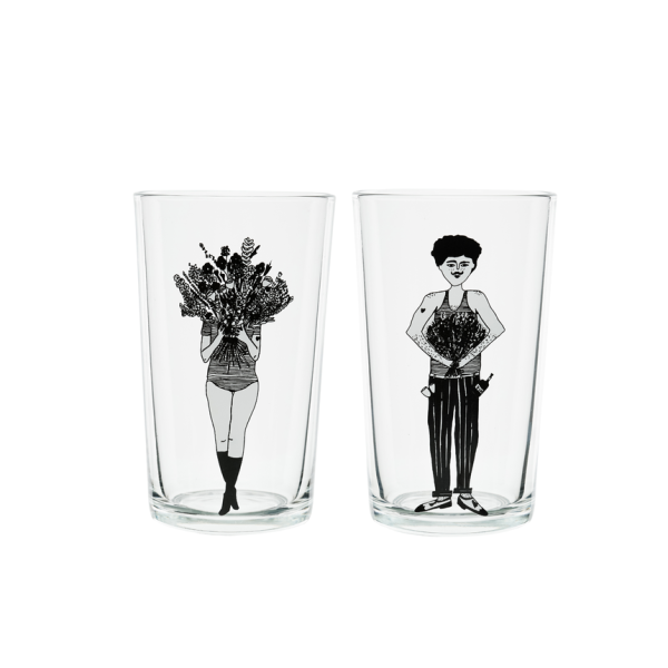 Flower girl and flower man - glazen