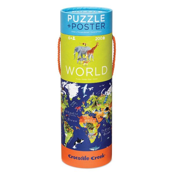 Puzzel + poster - werelddieren - 200 stukjes