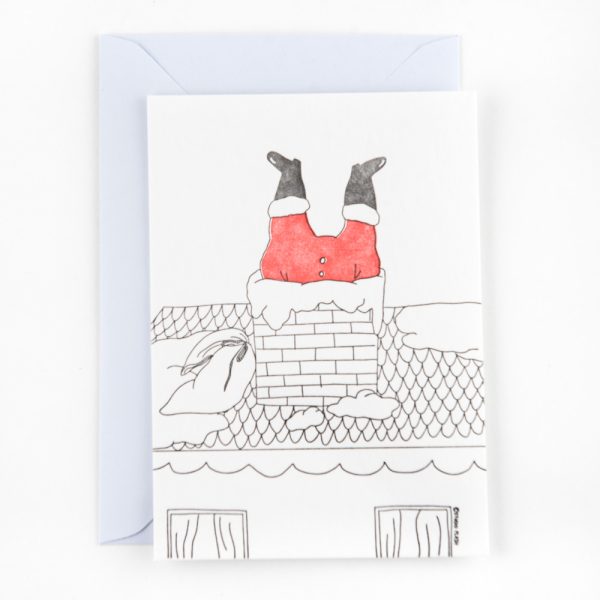 Santa stuck in chimney - wenskaart