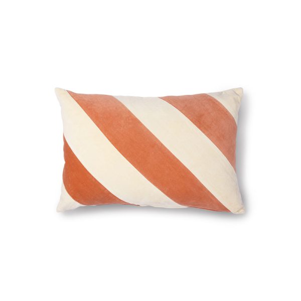 Striped - velvet kussen - peach