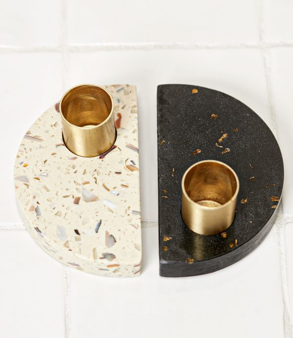 Kandelaar - terrazzo - zwart en wit - Afbeelding 2