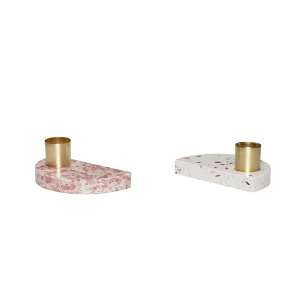 Kandelaar - terrazzo - roze en wit