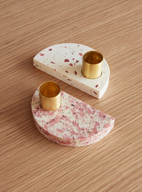 Kandelaar - terrazzo - roze en wit - Afbeelding 2