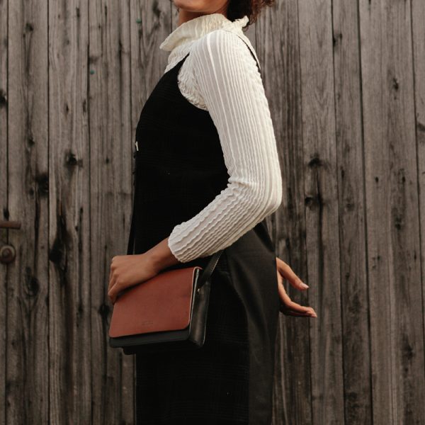 Audrey mini - handtas - black/cognac classic leather - Afbeelding 2