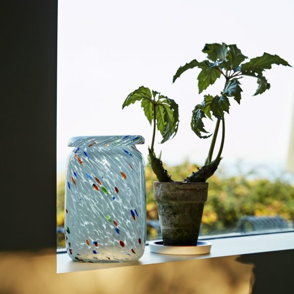 Splash vase roll neck medium - vaas - white dot