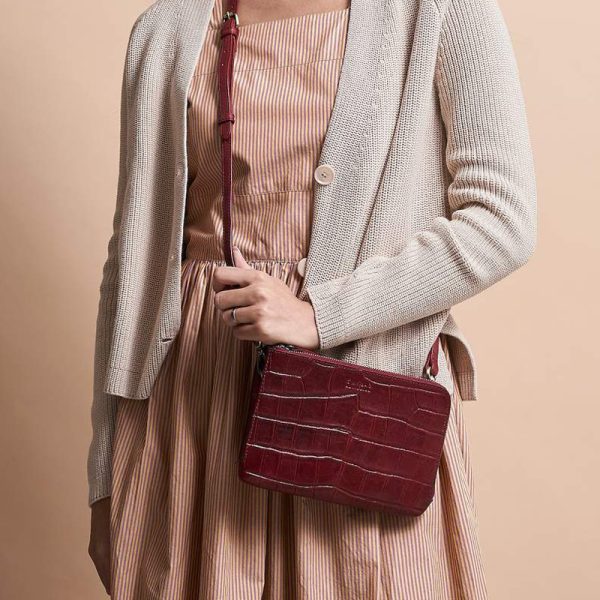 Lola - handtas - ruby classic croco leather - Afbeelding 3