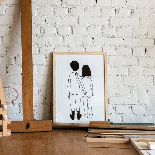 Naked couple back A4 - poster