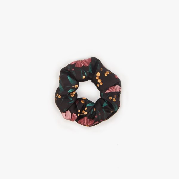 wouf black flowers scrunchies