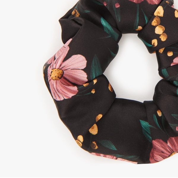 wouf black flowers scrunchies