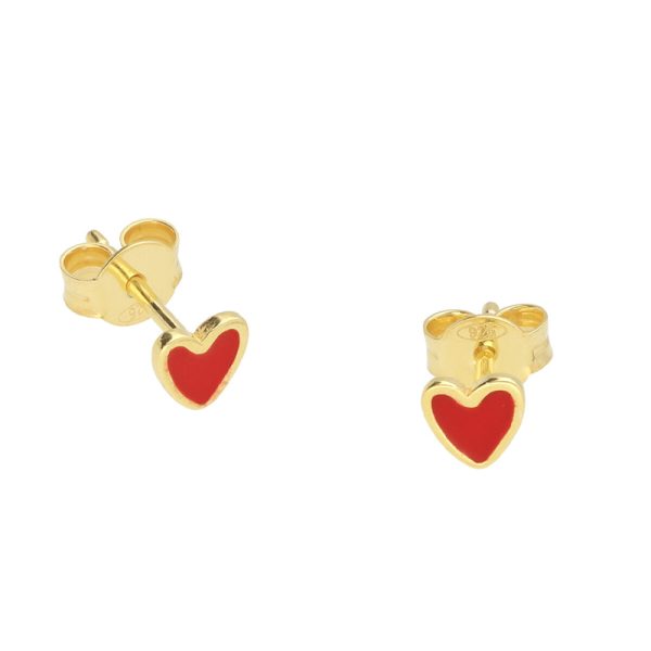 Heart studs - oorbellen - red