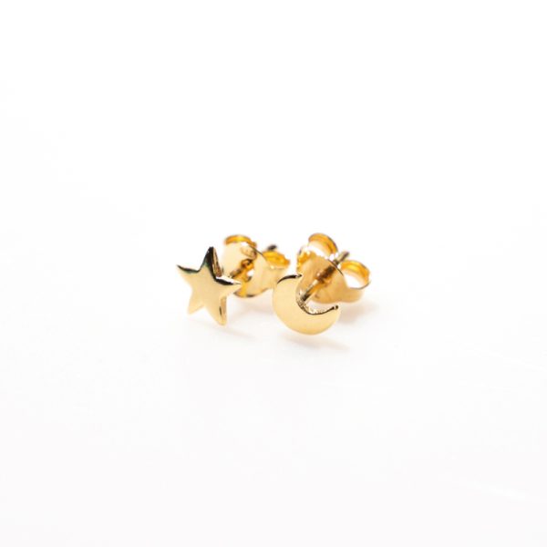 Moon & star - oorbellen - gold