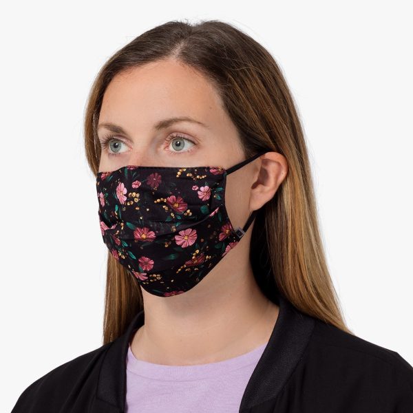 Herbruikbaar mondmasker - black flowers - Afbeelding 4