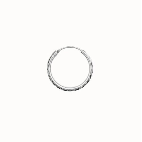 Flawed diamond cut hoop medium zilver