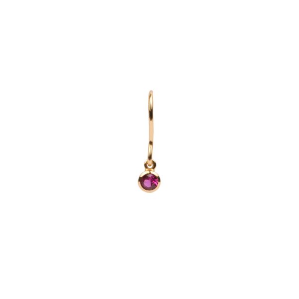 Bliss hook - oorring (1st) - pink ruby - gold