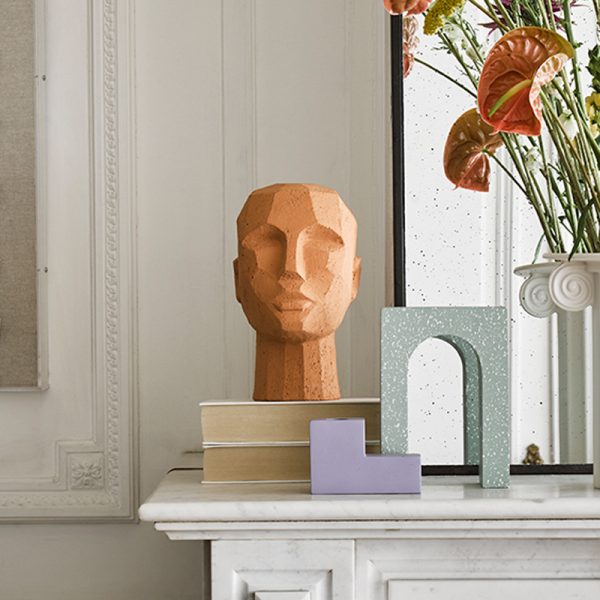 Abstract head sculpture - decoratie - terracotta