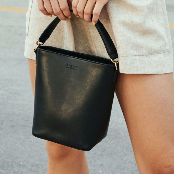 Bobbi bucket bag midi - handtas - black classic leather