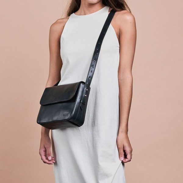 Gina - handtas - black classic leather - Afbeelding 2